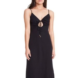 NWT AFRM Cora Keyhole Black Midi Summer Dress